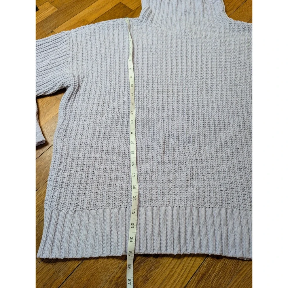Aerie Women Small Lavender Chenille Mock Neck Oversized Ribbed Knit Sweater